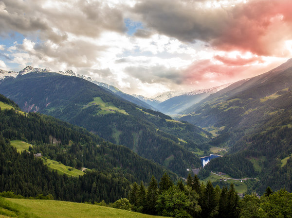 The Ultental Valley in South Tyrol, a valley in a form of a V.