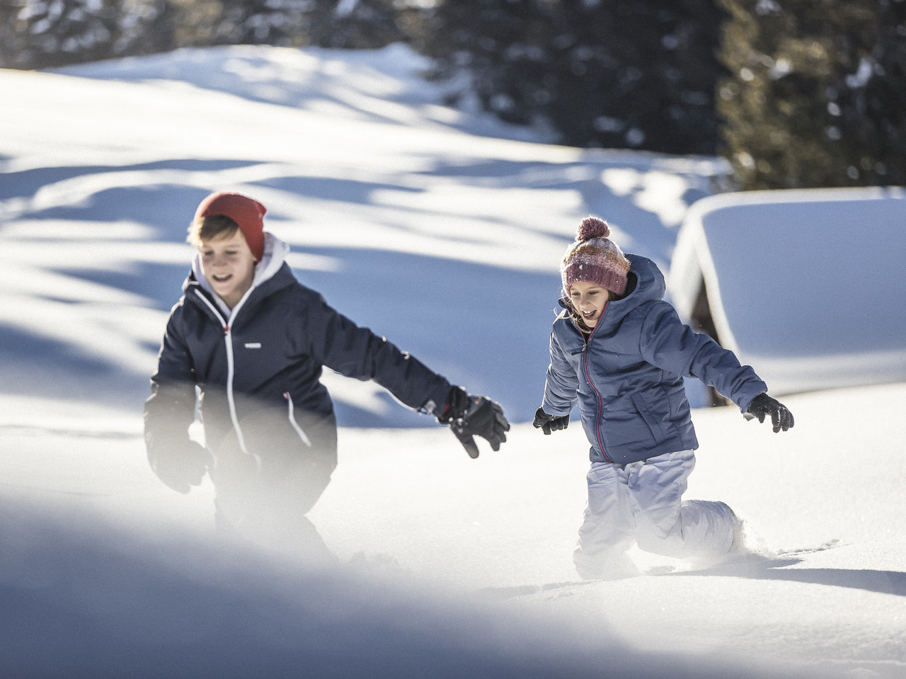 Divertimento nella neve per famiglie con bambini nella Val d'Ultimo.